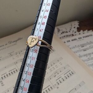 Goldtone Heart Ring Initial f Ring